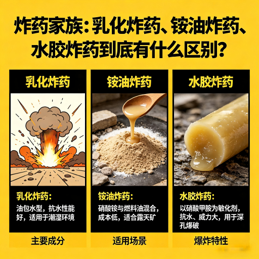 香坊炸药家族：乳化炸药、铵油炸药、水胶炸药到底有什么区别？